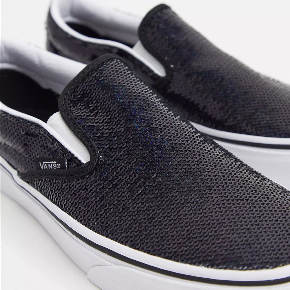 Black sequin vans size women 6.5